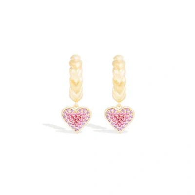 Campbell + Charlotte Juju Heart Charm Huggie In Gold