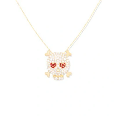 Campbell + Charlotte Juju Skull Charm Necklace In Gold