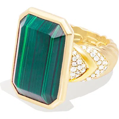 Campbell + Charlotte Spark Chevron Emerald Cut Cocktail Ring In Multi