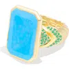 Campbell + Charlotte Spark Chevron Emerald Cut Cocktail Ring In Multi