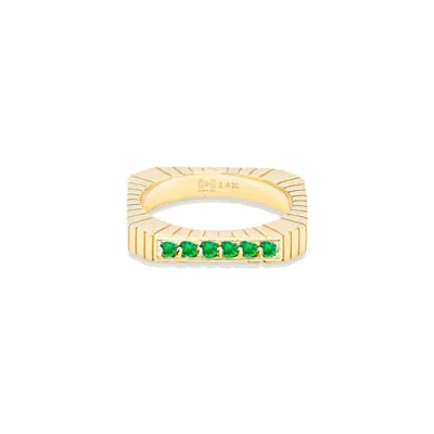 Campbell + Charlotte Spark Etched Stacking Band Ring In Gold