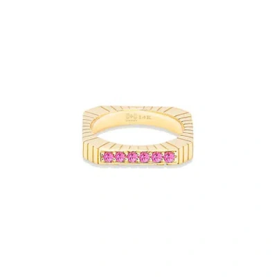 Campbell + Charlotte Spark Etched Stacking Band Ring In Gold