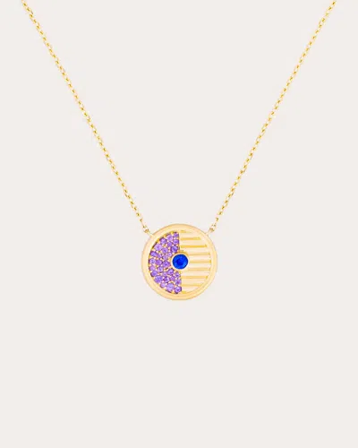 Campbell + Charlotte Women's Amethyst & Sapphire Found Small Disc Necklace In Purple