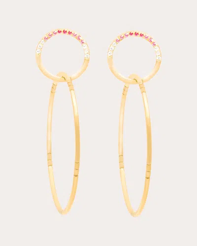 Campbell + Charlotte Women's Crew 14k Gold Pink Sapphire And Diamond Double Hoop Earrings