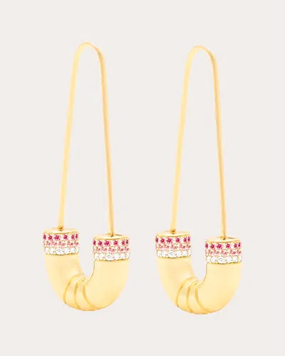 Campbell + Charlotte Women's Crew 14k Gold Pink Sapphire And Diamond Tube Earrings