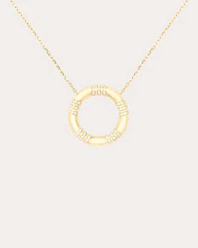 Campbell + Charlotte Women's Crew Large 14k Gold Diamond Circle Pendant Necklace