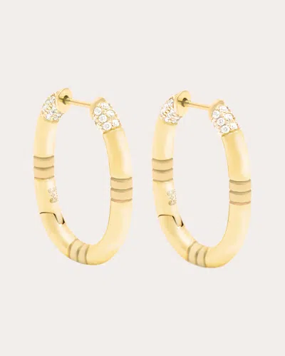Campbell + Charlotte Women's Crew Small 14k Gold Diamond Oval Hoop Earrings