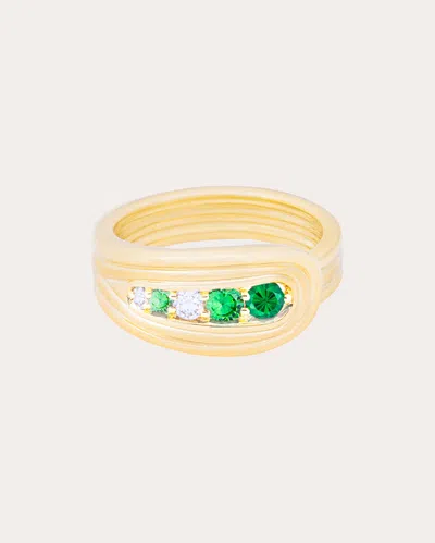 Campbell + Charlotte Women's Diamond & Tsavorite Found Nest Bypass Ring In Green