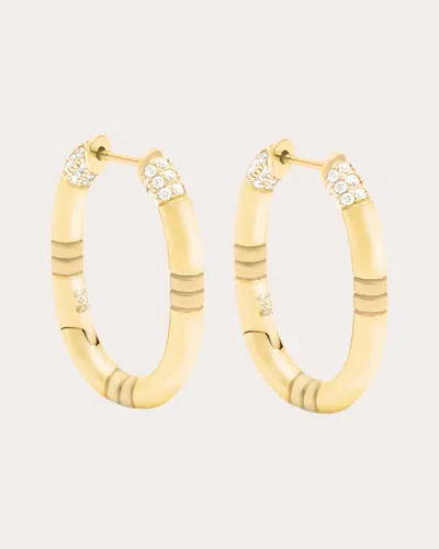 Campbell + Charlotte Women's Diamond Crew Oval Small Hoop Earrings In Gold