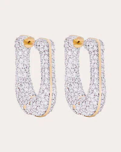 Campbell + Charlotte Women's Diamond Found Rib Curve Hoop Earrings In White