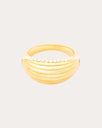 Campbell + Charlotte Women's Edge 14k Gold Diamond Ribbed Dome Ring