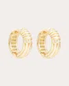 Campbell + Charlotte Women's Found 14k Gold Diamond Ribbed Hoop Earrings In Gold