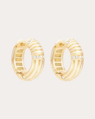 Campbell + Charlotte Women's Found 14k Gold Diamond Ribbed Hoop Earrings