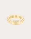 Campbell + Charlotte Women's Found 14k Gold Diamond Ribbed Stacking Band Ring In Gold