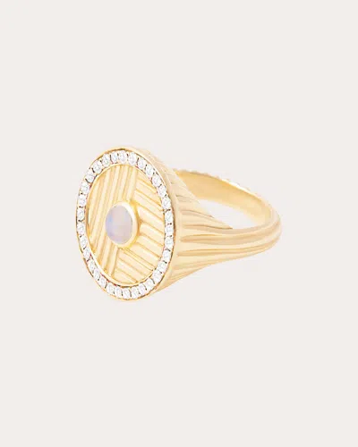 Campbell + Charlotte Women's Found 14k Gold Moonstone And Diamond Ribbed Ring