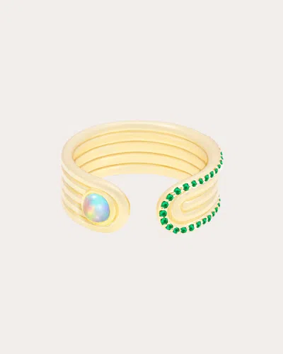 Campbell + Charlotte Women's Found 14k Gold Opal And Tsavorite Open Cabochon Ring