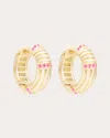 Campbell + Charlotte Women's Found 14k Gold Pink Sapphire Ribbed Hoop Earrings In Pink