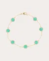Campbell + Charlotte Women's Found 14k Gold Tsavorite And Chrysoprase Cabochon Station Bracelet In Green