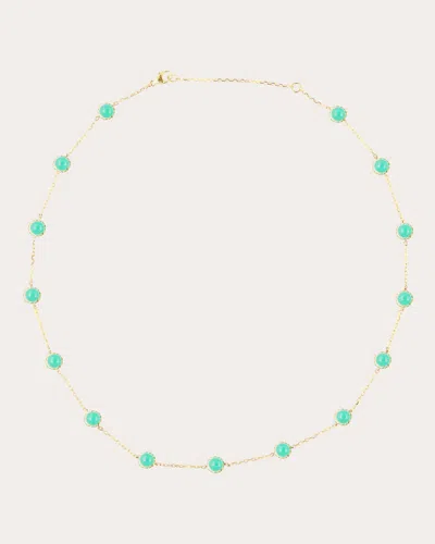 Campbell + Charlotte Women's Found 14k Gold Tsavorite And Chrysoprase Cabochon Station Necklace