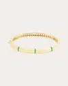 Campbell + Charlotte Women's Found 14k Gold Tsavorite Ribbed Bangle In Green