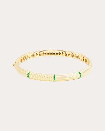 Campbell + Charlotte Women's Found 14k Gold Tsavorite Ribbed Bangle In Green