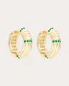 Campbell + Charlotte Women's Found 14k Gold Tsavorite Ribbed Hoop Earrings In Green