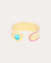 Campbell + Charlotte Women's Found 14k Gold Turquoise And Pink Sapphire Open Ring In Blue