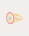 Campbell + Charlotte Women's Found 14k Gold Turquoise And Pink Sapphire Ribbed Ring