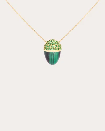 Campbell + Charlotte Women's Found Cap 14k Gold Malachite And Tsavorite Pendant Necklace In Green