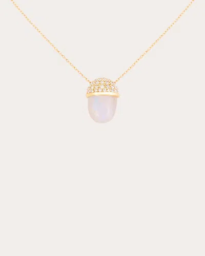 Campbell + Charlotte Women's Found Cap 14k Gold Moonstone And Diamond Pendant Necklace