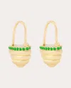 Campbell + Charlotte Women's Found Cap 14k Gold Tsavorite Hoop Earrings In Green
