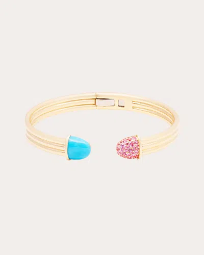 Campbell + Charlotte Women's Found Cap 14k Gold Turquoise And Pink Sapphire Cuff
