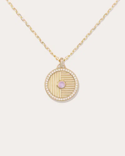 Campbell + Charlotte Women's Found Large 14k Gold Moonstone And Diamond Disk Pendant Necklace