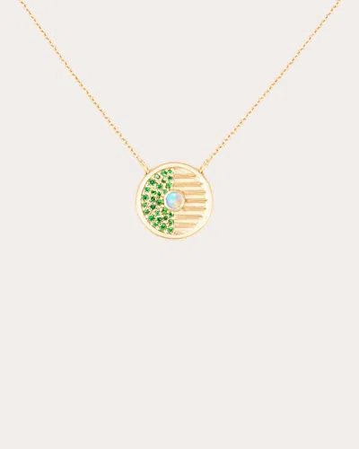 Campbell + Charlotte Women's Found Small 14k Gold Tsavorite And Opal Disk Pendant Necklace