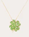 Campbell + Charlotte Women's Juju 14k Gold Multi-stone Four Leaf Clover Pendant Necklace In Gold