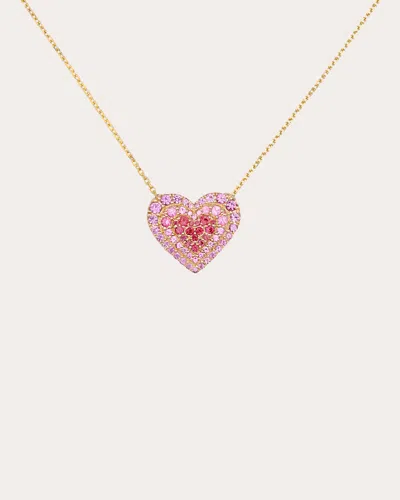 Campbell + Charlotte Women's Juju 14k Gold Ruby And Sapphire Heart Pendant Necklace In Pink
