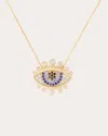 Campbell + Charlotte Women's Juju 14k Gold Sapphire And Diamond Evil Eye Pendant Necklace In Blue