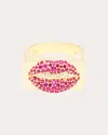 Campbell + Charlotte Women's Juju Lips 14k Gold Ruby Ring In Red