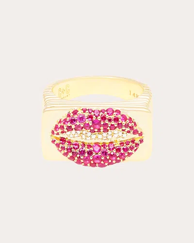 Campbell + Charlotte Women's Juju Lips 14k Gold Ruby Ring In Red
