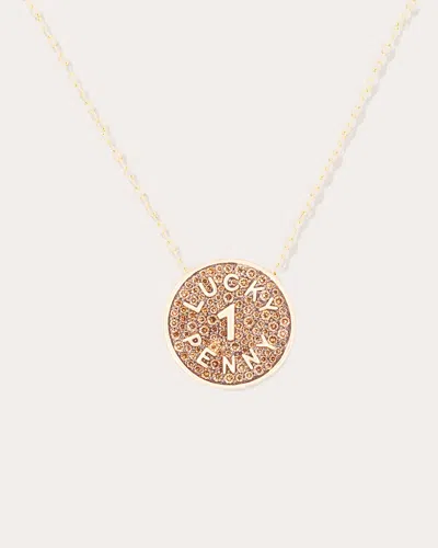 Campbell + Charlotte Women's Juju Lucky Penny 14k Gold Diamond Pendant Necklace In Brown