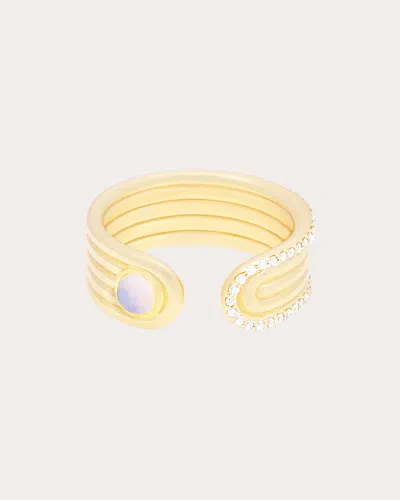 Campbell + Charlotte Women's Moonstone Cabochon Found Open Ring In Gold