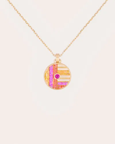 Campbell + Charlotte Women's Multicolor Sapphire Found Large Disc Necklace In Pink