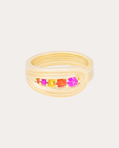 Campbell + Charlotte Women's Multicolor Sapphire Found Nest Bypass Ring In Pink