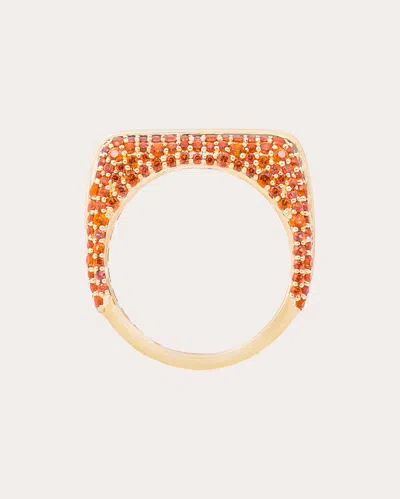 Campbell + Charlotte Women's Multicolor Sapphire Found Rib Curve Band Ring In Orange