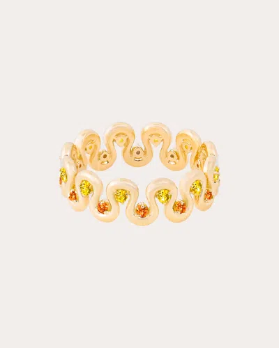 Campbell + Charlotte Women's Multicolor Sapphire Found Squiggle Ring In Orange