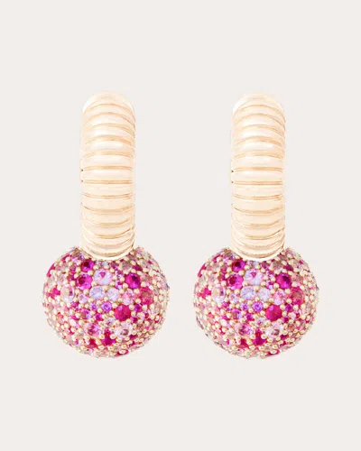 Campbell + Charlotte Women's Pink Sapphire Revel Bobble Huggie Earrings