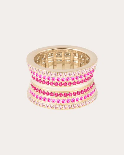 Campbell + Charlotte Women's Pink Sapphire Revel Dimensional Cigar Band Ring