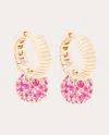 Campbell + Charlotte Women's Revel 14k Gold Sapphire Bobble Hoop Earrings In Pink