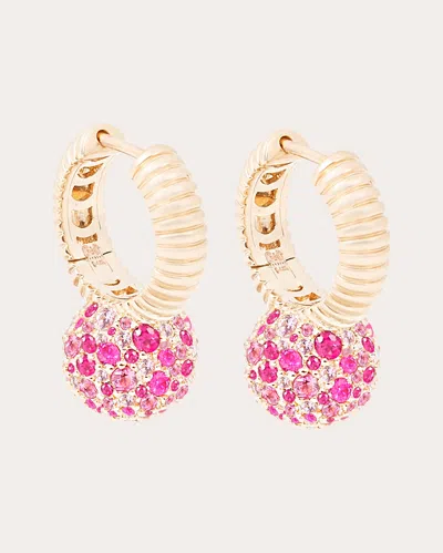 Campbell + Charlotte Women's Revel 14k Gold Sapphire Bobble Hoop Earrings In Pink