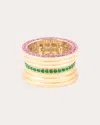Campbell + Charlotte Women's Revel 14k Gold Tsavorite And Garnet Cigar Band Ring In Gold